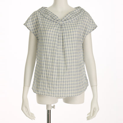 ギンガムチェックタックブラウス