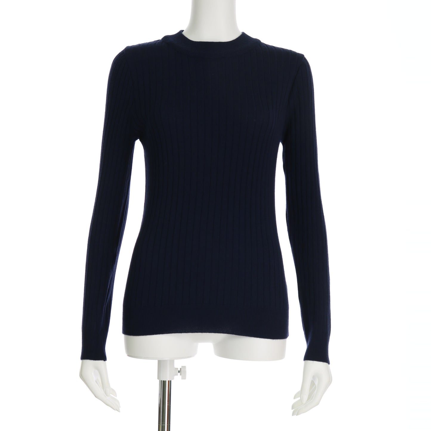 クルーネックリブニットプルオーバー