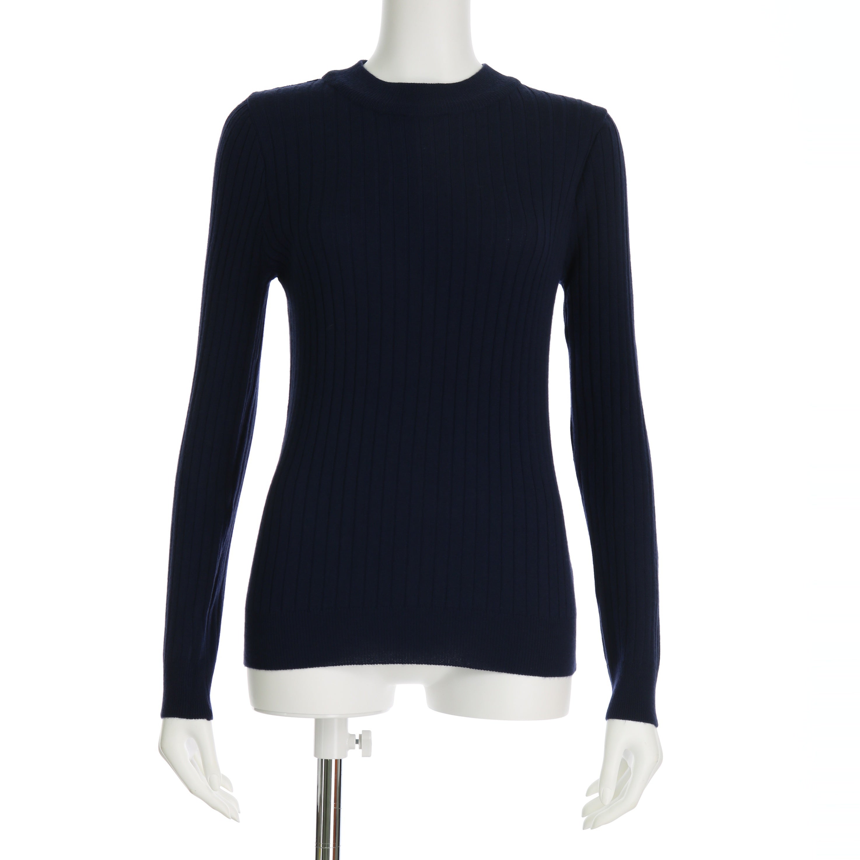 クルーネックリブニットプルオーバー