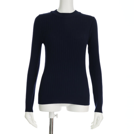 クルーネックリブニットプルオーバー