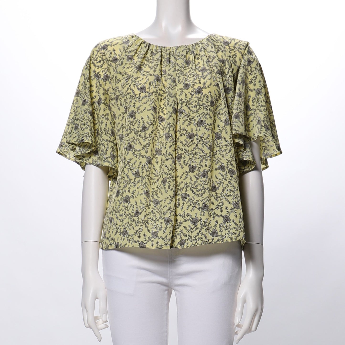 バックデザイン小花柄ブラウス