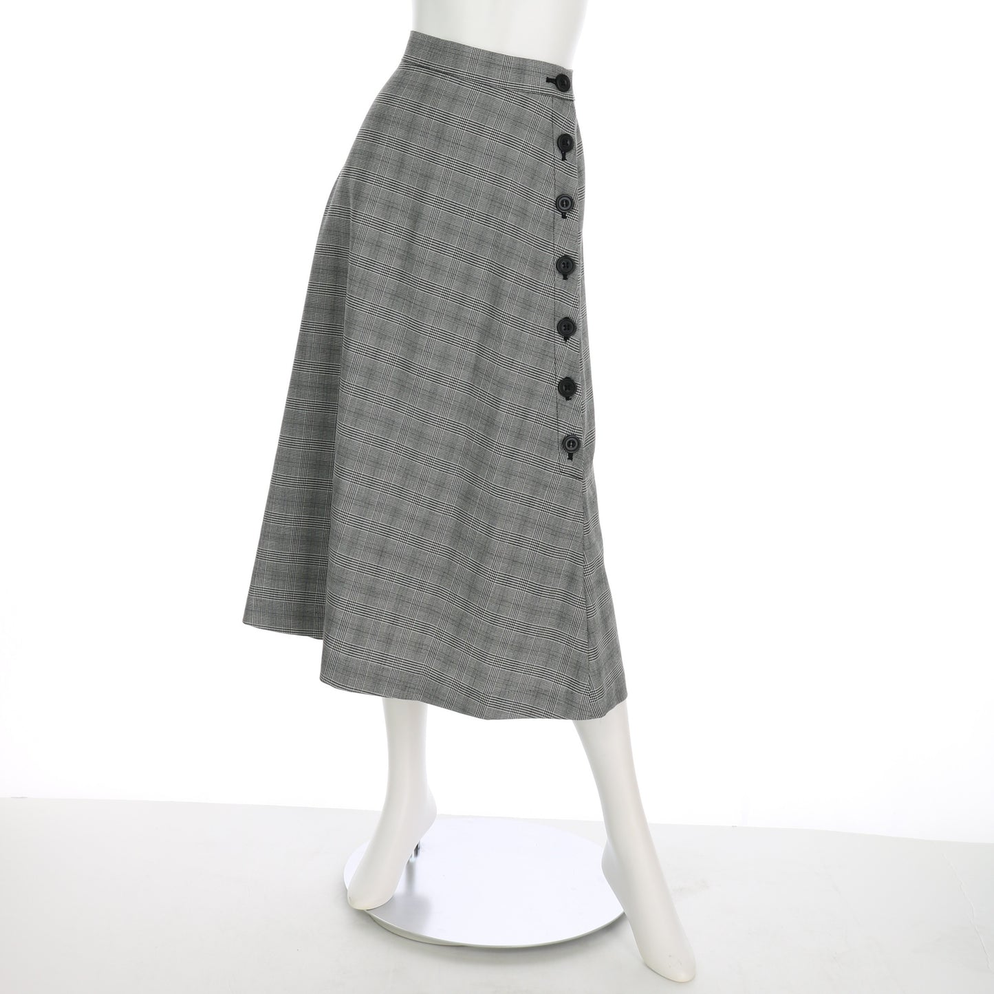 サイドボタンデザインチェック柄裏起毛フレアスカート