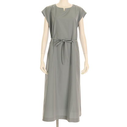 細ウエストリボンオープンフロントネックワンピース