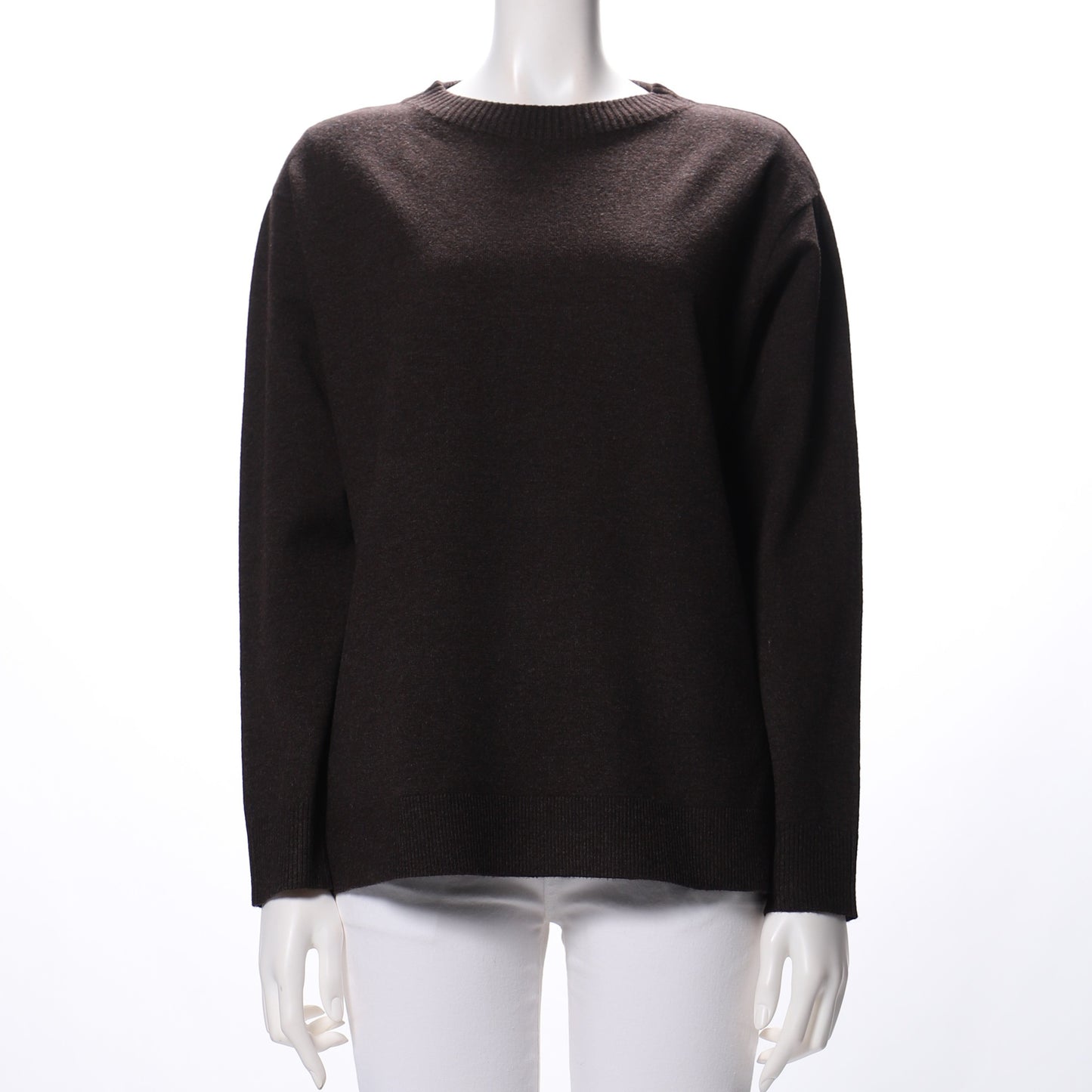 裾サイドスリットクルーネックニット