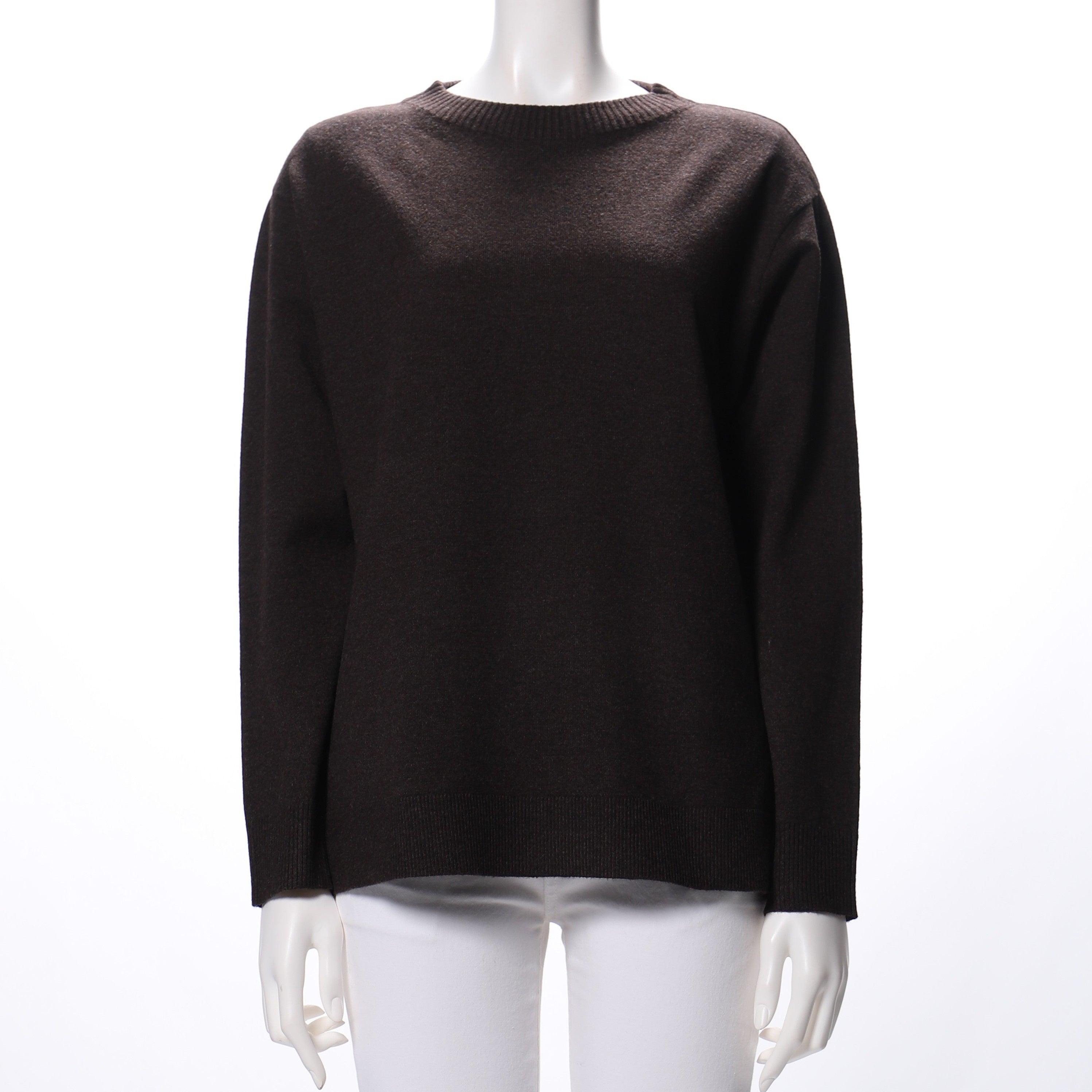 裾サイドスリットクルーネックニット