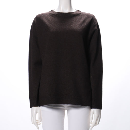 裾サイドスリットクルーネックニット