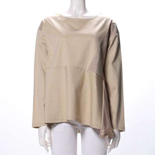 アシンメトリーデザイン異素材切り替えカットソー