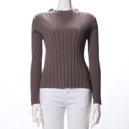 ミニボトルネックリブニット