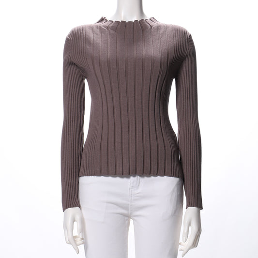 ミニボトルネックリブニット