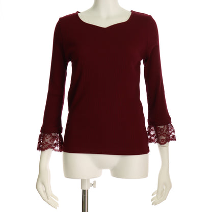 無地テレコレース切り替えカットソー