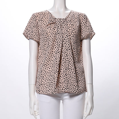 レオパード柄タックデザインブラウス