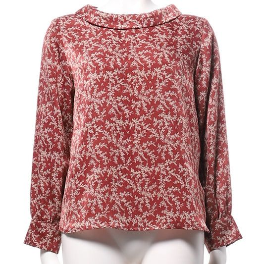 モノクロフラワープリント総柄ブラウス