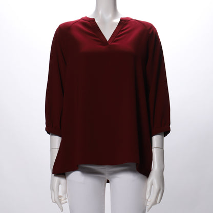 ラグランスリーブオープンフロントネックブラウス