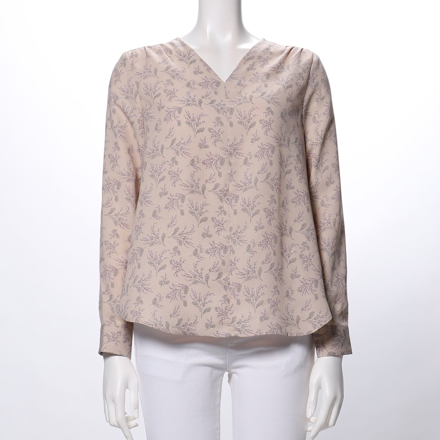 花柄Vネックブラウス