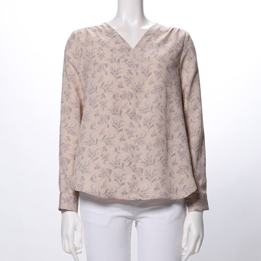 花柄Vネックブラウス