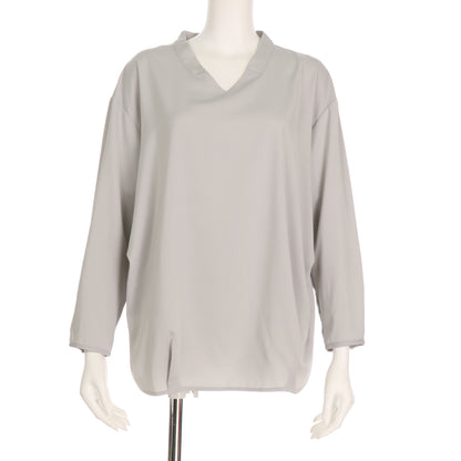 立体Vネックドロップショルダーブラウス