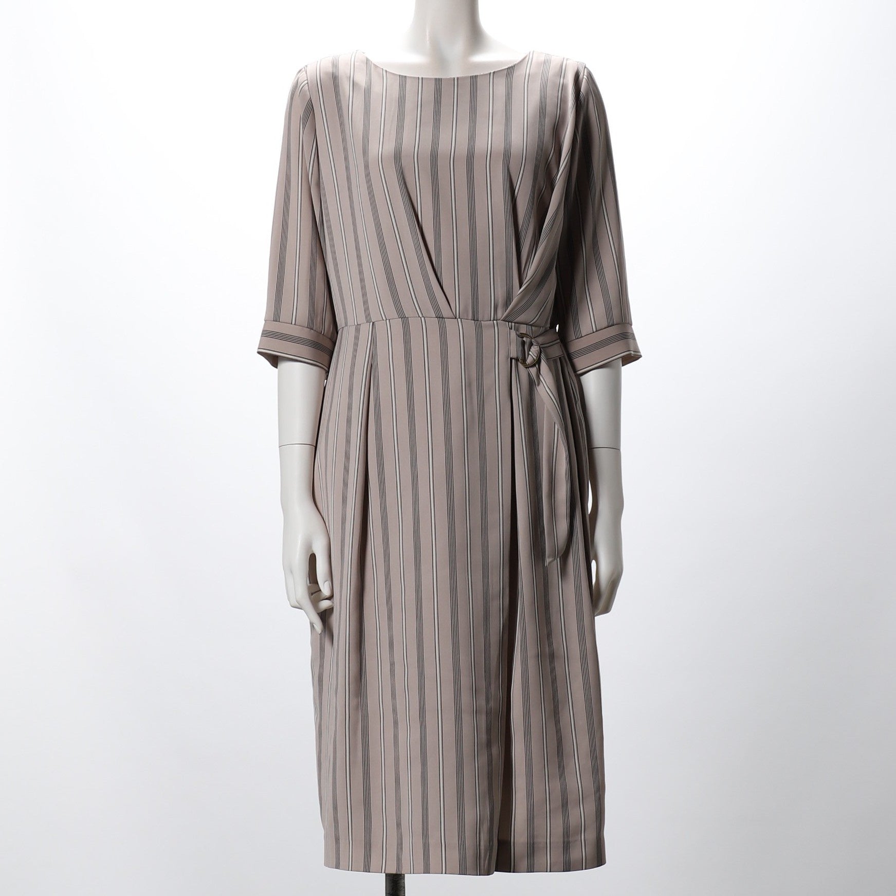 ストライププリントベルトデザインワンピース