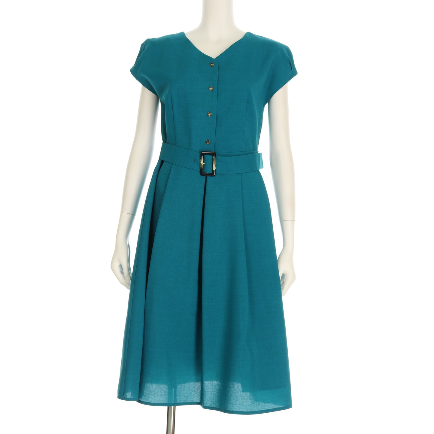 ベルト付きフレンチスリーブワンピース