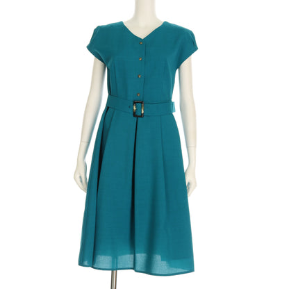 ベルト付きフレンチスリーブワンピース