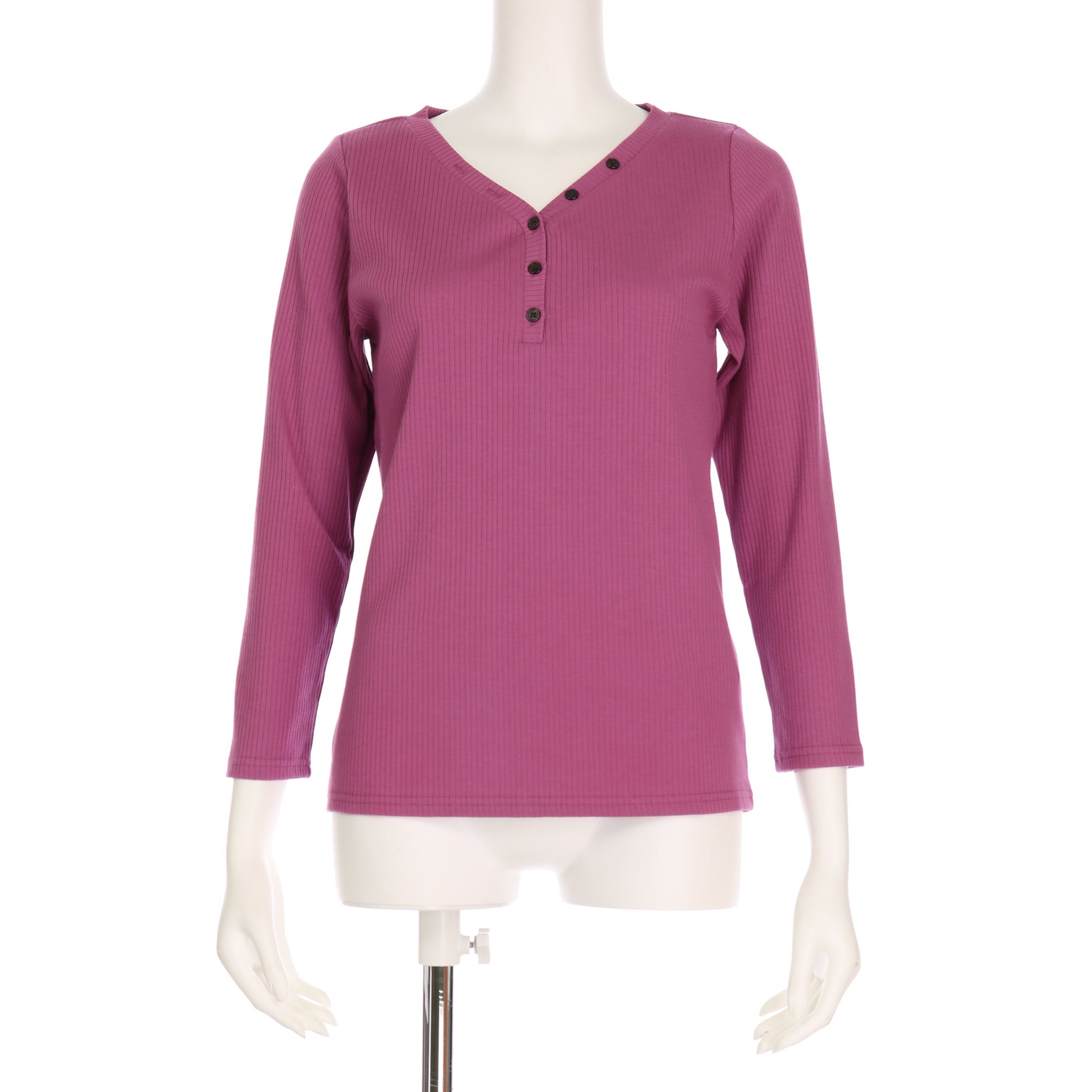 Vヘンリーネックリブカットソー