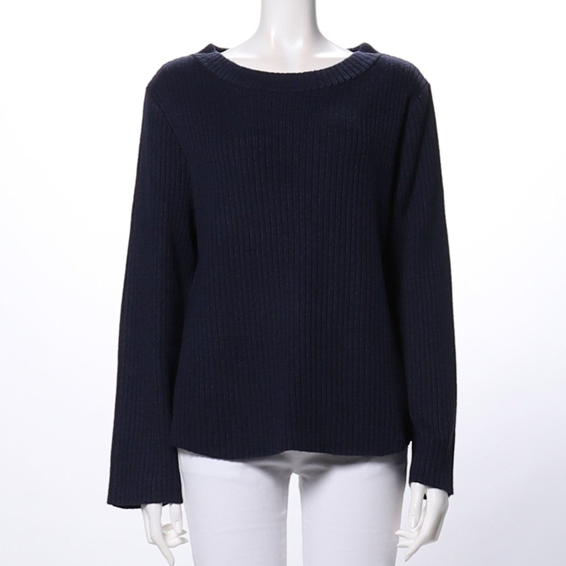 太リブ首空きニット