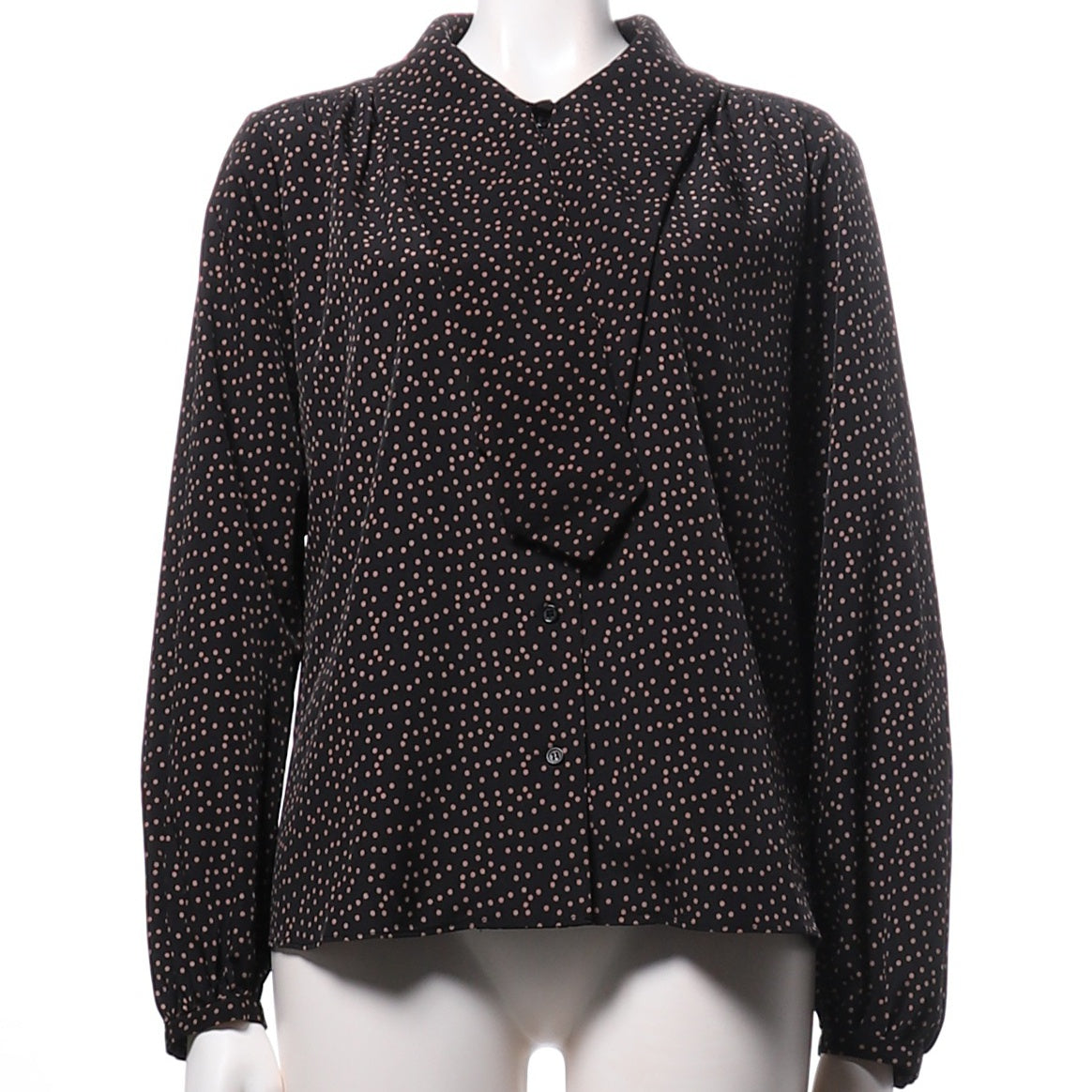 ボウタイ風ドット柄ブラウス