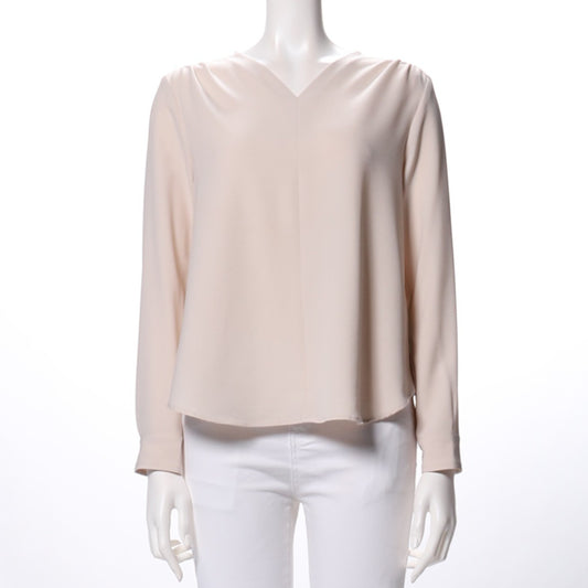 肩部分ギャザーデザインVネックブラウス