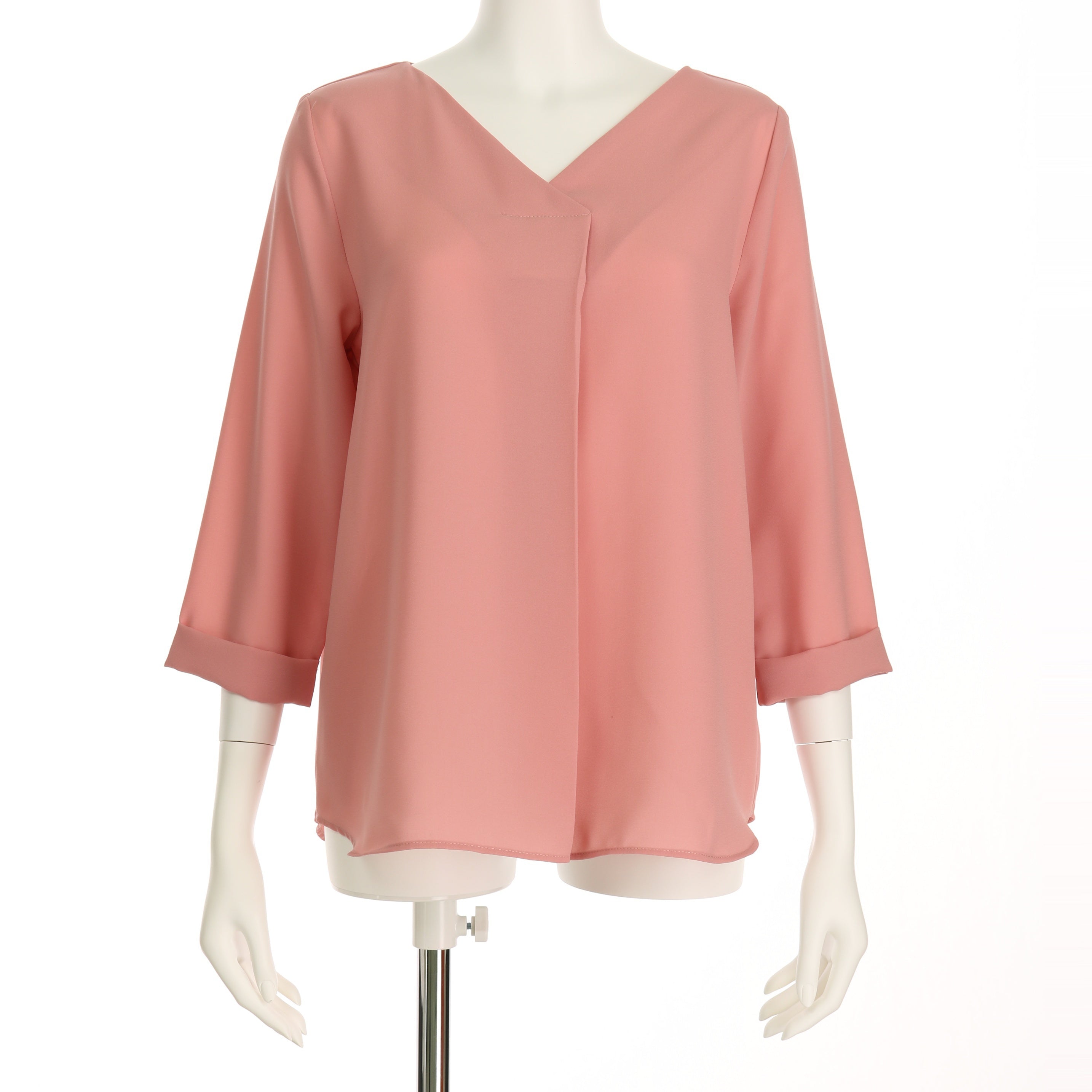 タック入りVネックブラウス