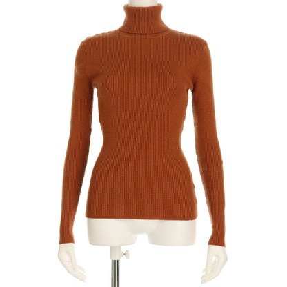 タートルネックリブニットプルオーバー