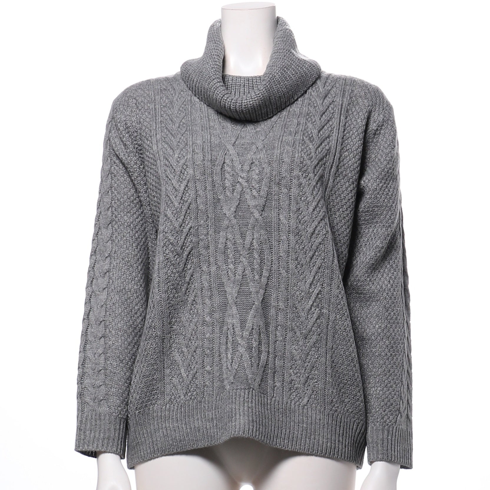 切り替え編みデザインオフタートルニット