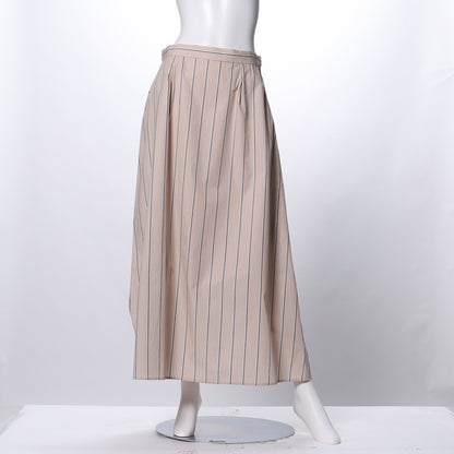 コットンストライプロングフレアスカート
