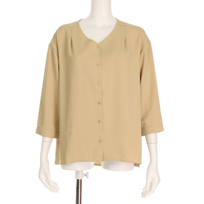 フロント釦Vネックブラウス