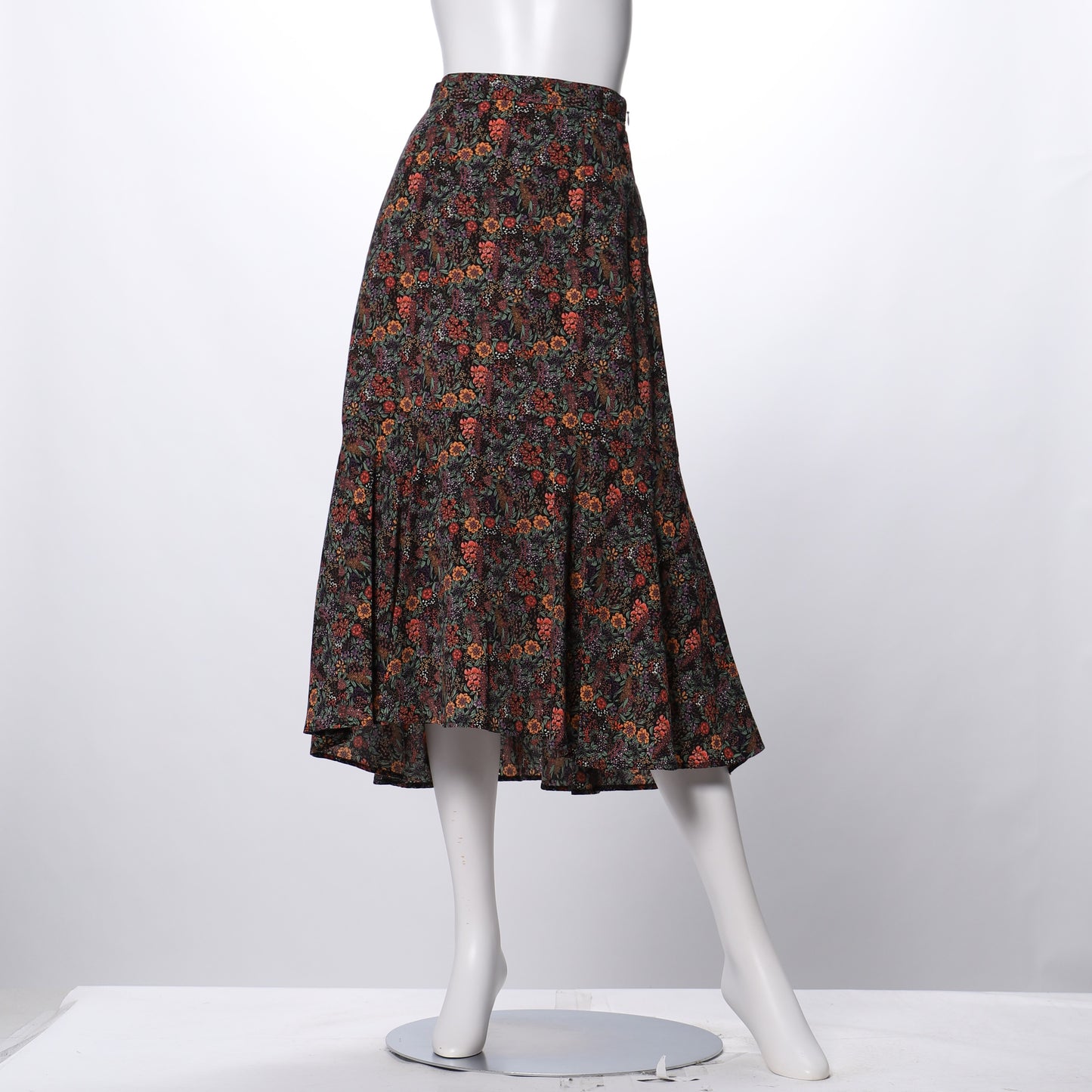 ダークフラワープリントフィッシュテールスカート