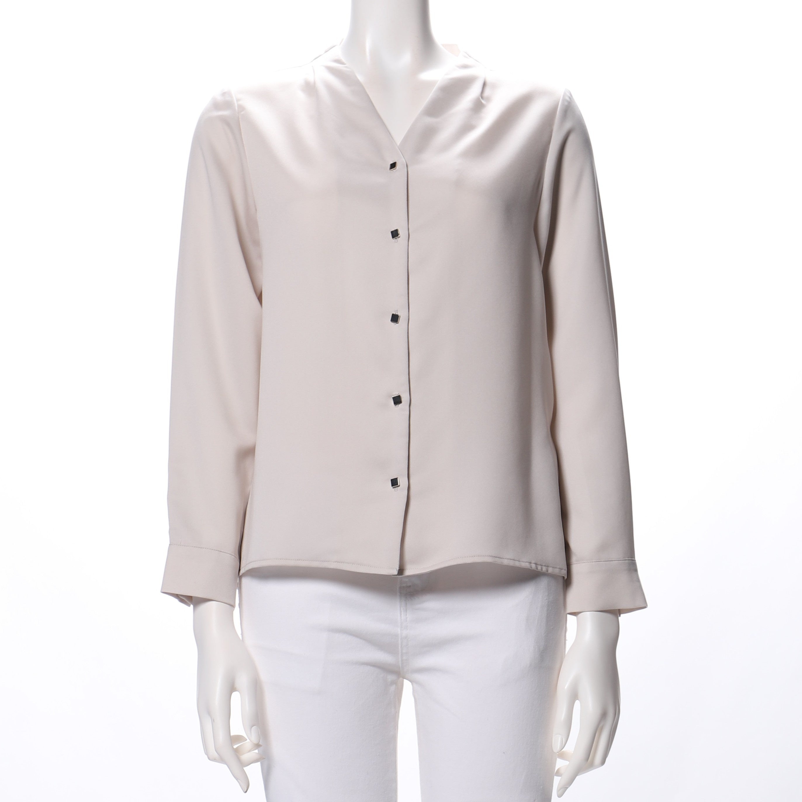 前開きバー釦デザインブラウス