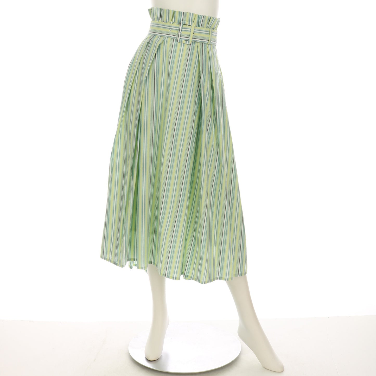 マルチストライプ柄ベルト付きフィッシュテールスカート