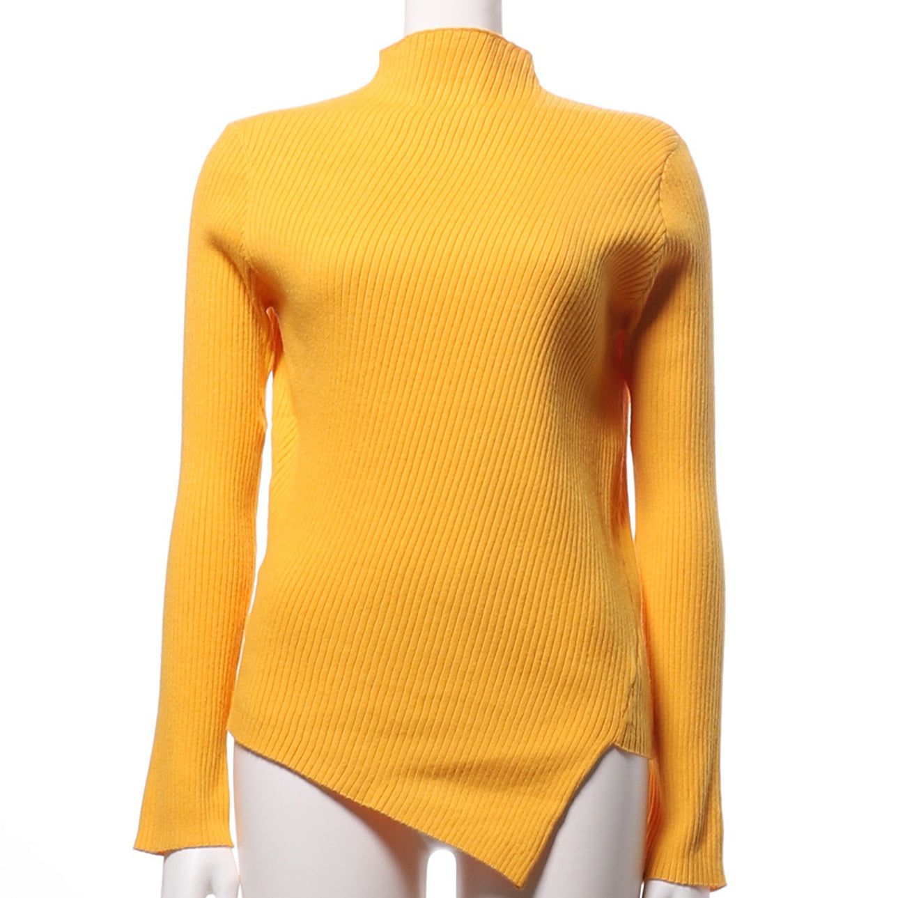 アシンメトリーデザインリブニット