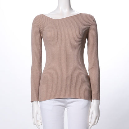 アシンメトリーデザインリブニット