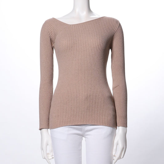 アシンメトリーデザインリブニット