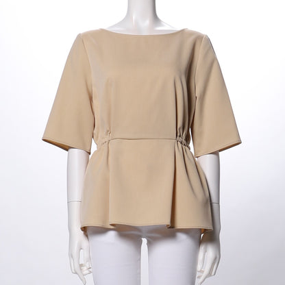 ボートネックペプラムブラウス