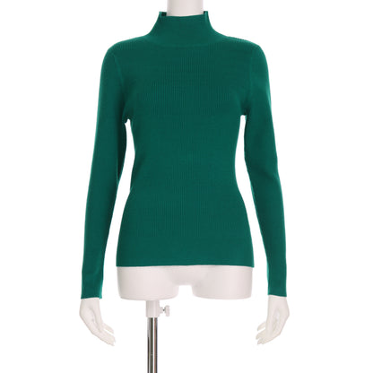 ボトルネックリブニット