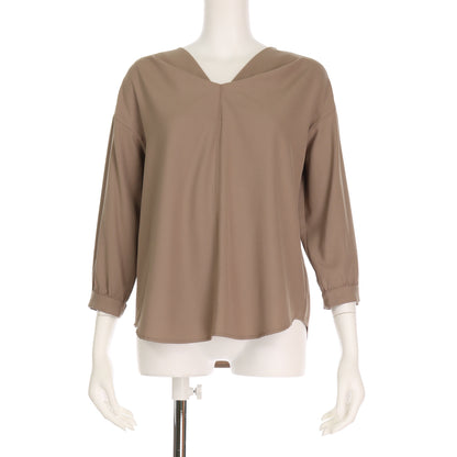 ストレッチジョーゼットVネックブラウス