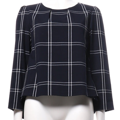 タック入りチェックブラウス