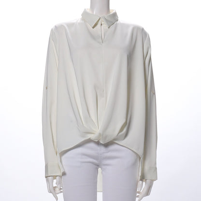 襟付き裾タックシャツ