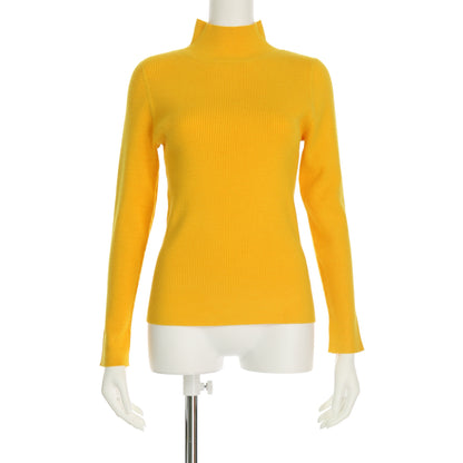 ボトルネックリブニット