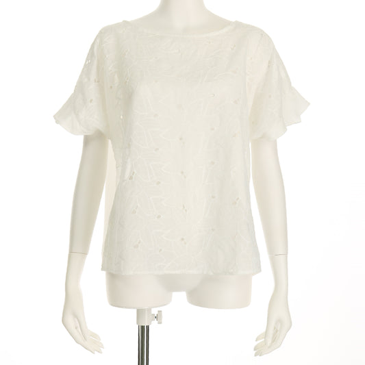 フラワー刺繍フリルブラウス