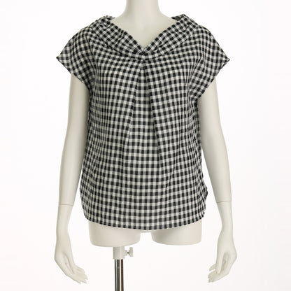 ギンガムチェックタックブラウス