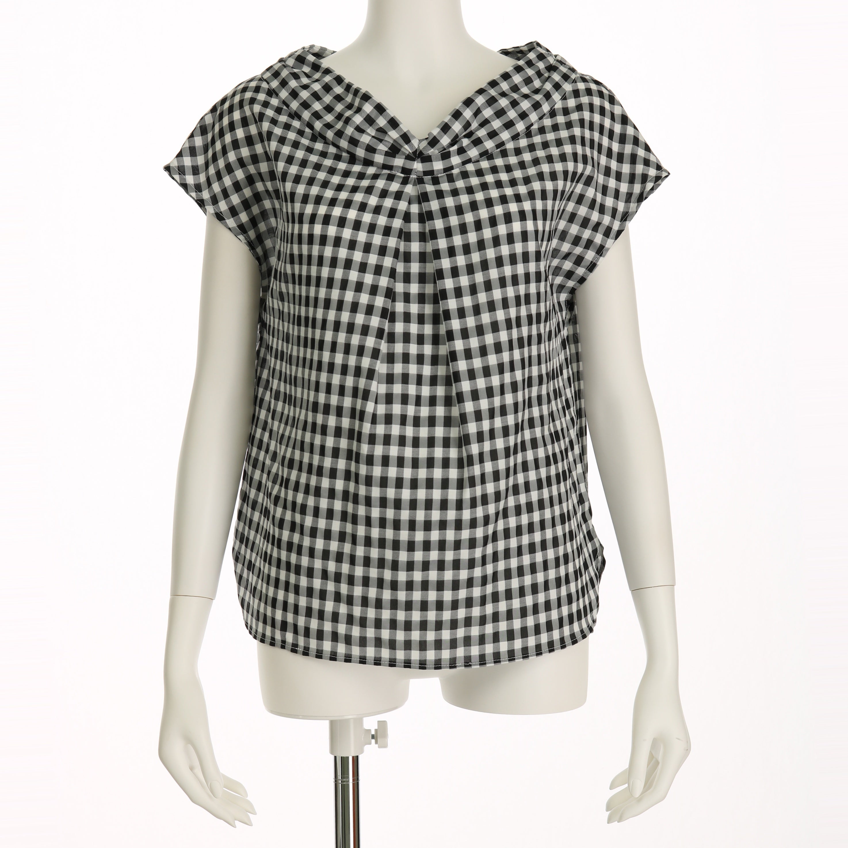 ギンガムチェックタックブラウス