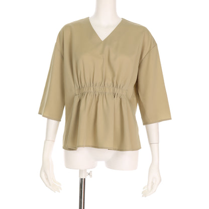 ウエストシャーリングvネックブラウス