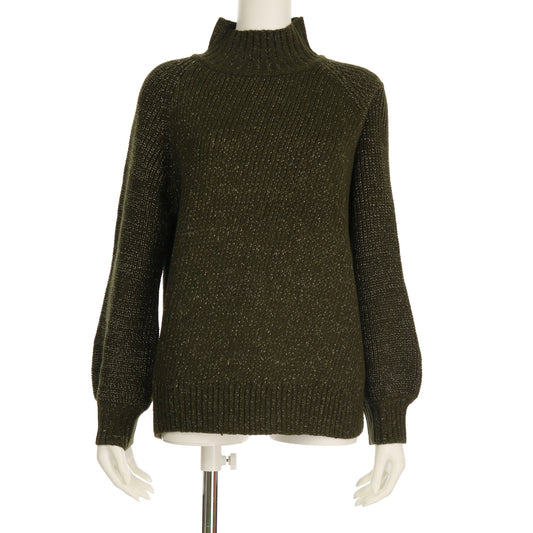 ラメ織バルーンスリーブハイネックニット