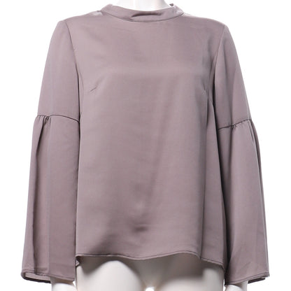 スタンドカラーフレアスリーブブラウス